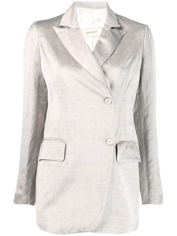 Gentry Portofino Silky Wrap Front Blazer - Neutrals