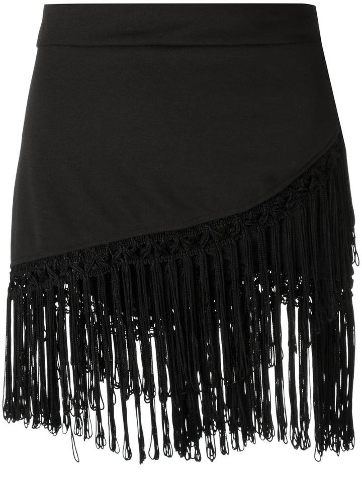 Amir Slama Fringed Skirt, Women's, Size: P, Black, Cotton
