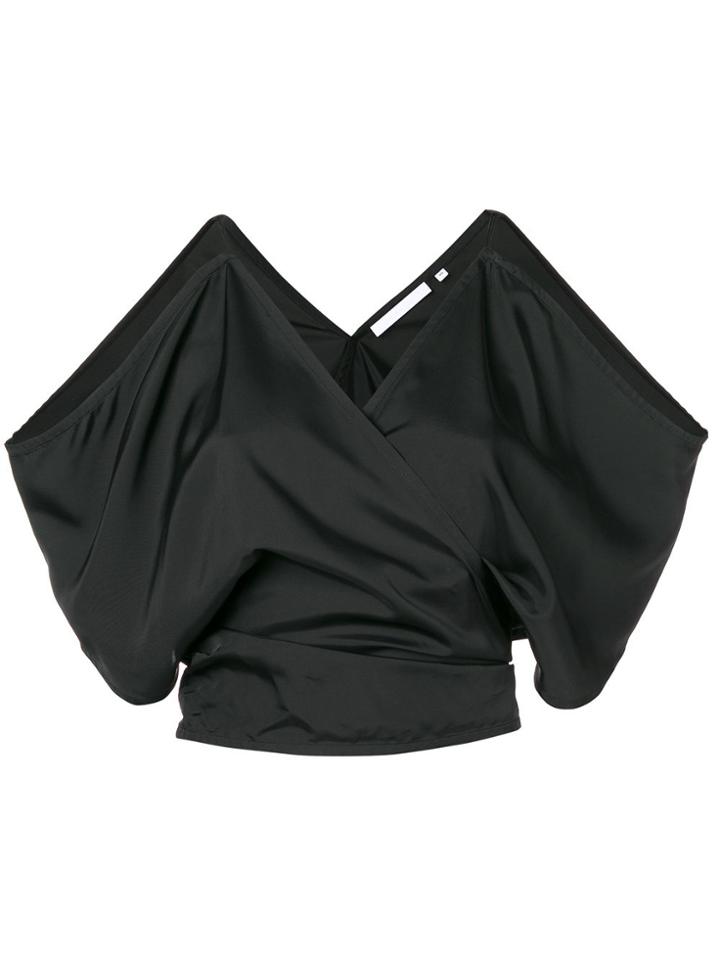 Helmut Lang Cold Shoulder Wrap Top - Black