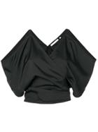 Helmut Lang Cold Shoulder Wrap Top - Black