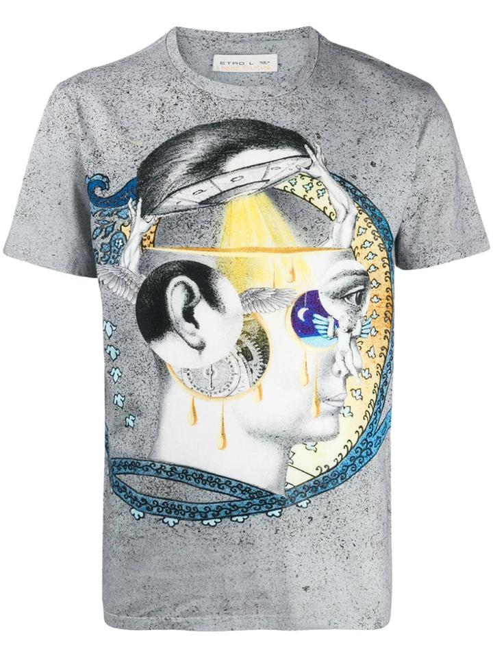 Etro Printed Short Sleeve T-shirt - Grey