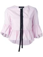 Christian Pellizzari Black Trim Peplum Shirt, Women's, Size: Medium, Pink/purple, Cotton