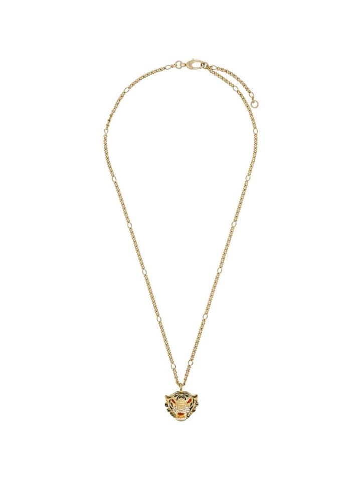 Gucci Tiger Head Pendant Necklace - Gold