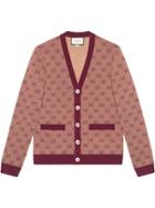 Gucci Gg Jacquard Knit Cardigan - Red