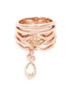 Eddie Borgo Drop Crystal Layered Ring, Women's, Size: 6, Metallic, Rose Gold Plated Brass/crystal