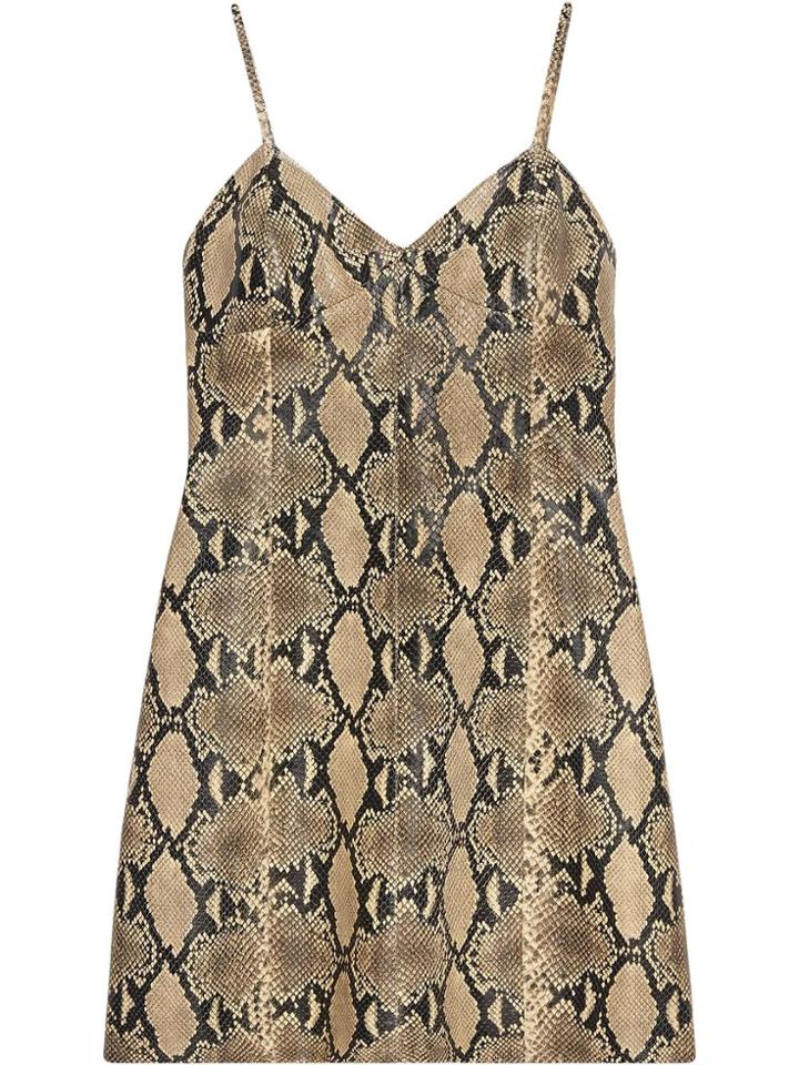 Gucci Python Print Leather Dress - Brown