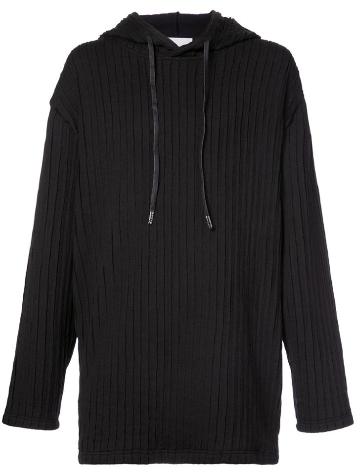 Private Stock Textured Rib Oversized Hoodie - Black