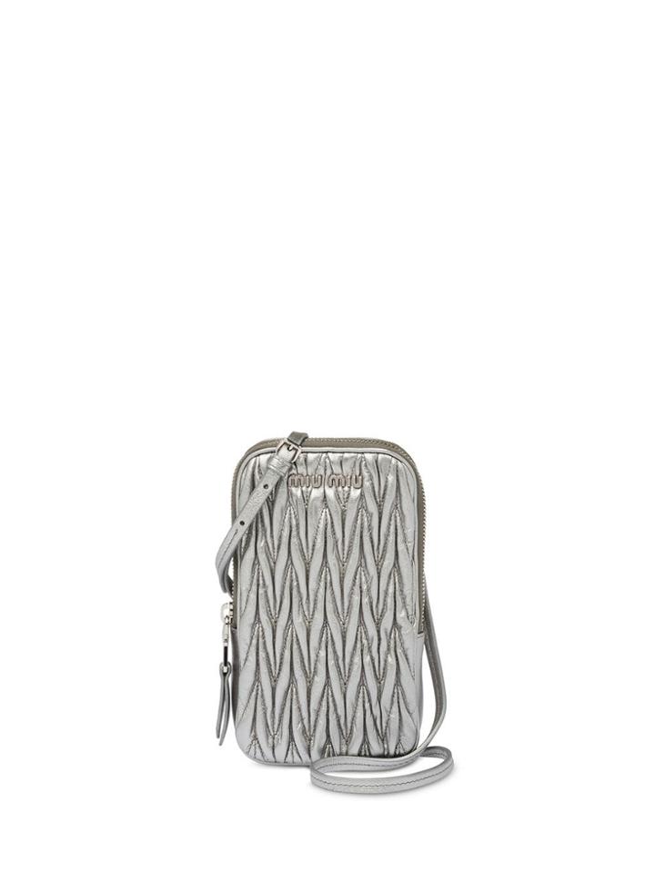 Miu Miu Matelassé Mini Shoulder Bag - Grey