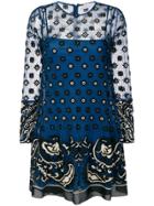 Red Valentino Short Embroidered Dress - Blue
