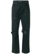Re/done Distressed Paint Spattered Jeans - Grey