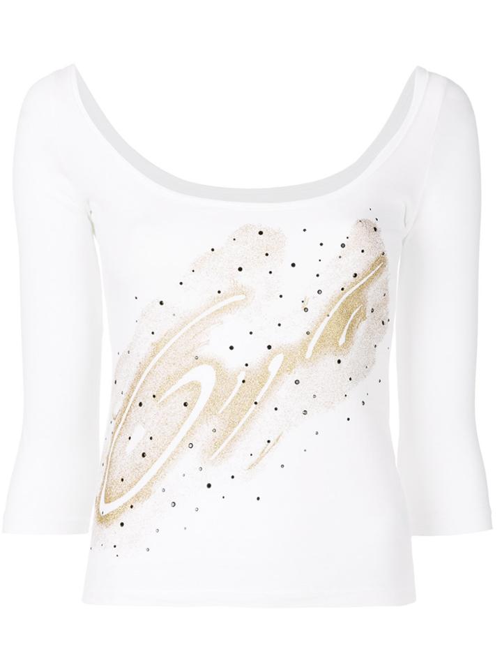 Romeo Gigli Vintage Glittery Detail Blouse - White