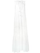 Celia Dragouni - Lace-insert Maxi Dress - Women - Cotton/nylon - L, White, Cotton/nylon