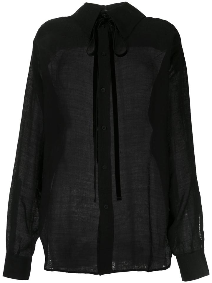Ann Demeulemeester Sheer Pussybow Shirt - Black