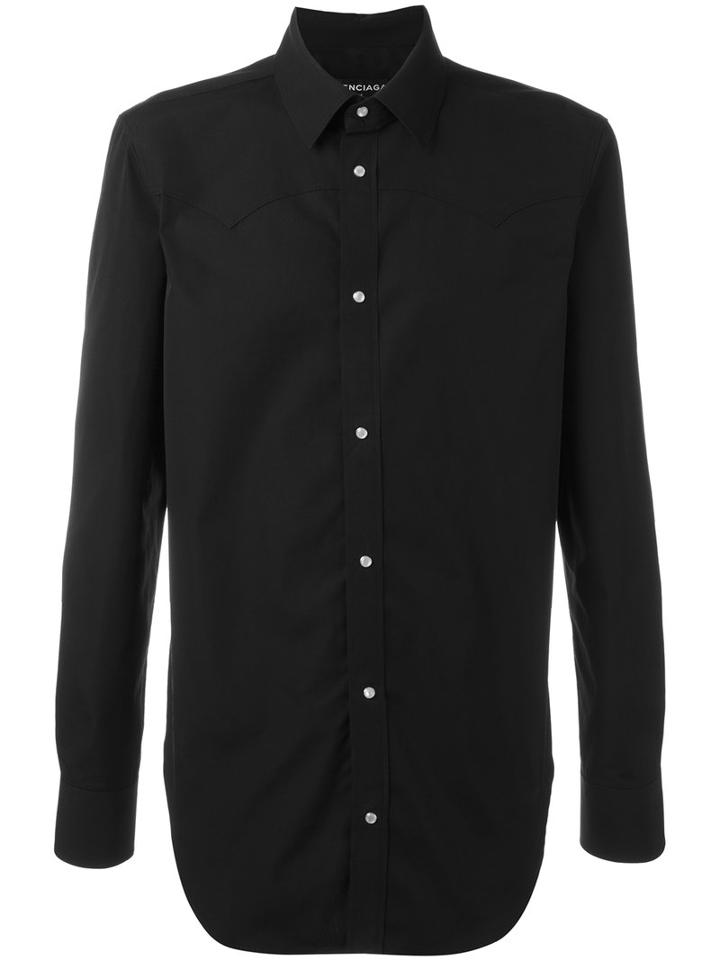 Balenciaga Seaming Chest Detail Shirt, Men's, Size: 41, Black, Cotton