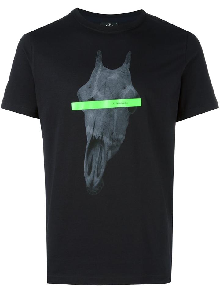 Ps By Paul Smith Skull Print T-shirt, Men's, Size: Large, Black, Organic Cotton