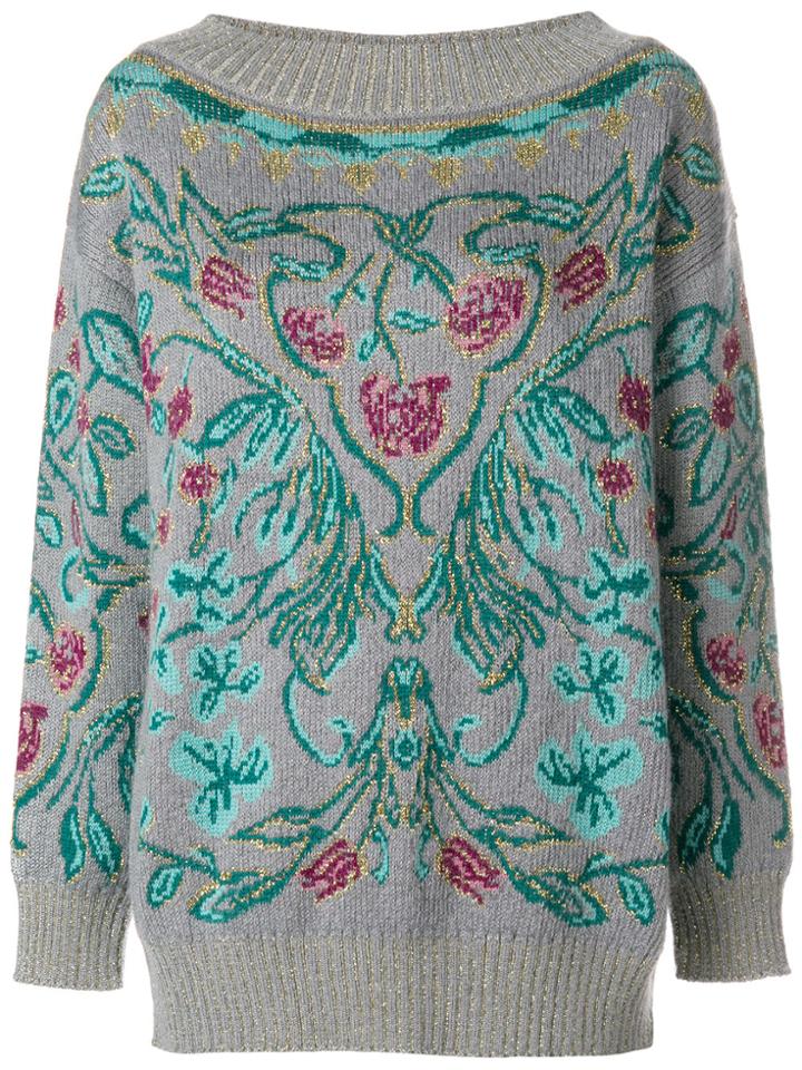 Alberta Ferretti Floral Intarsia Jumper - Grey