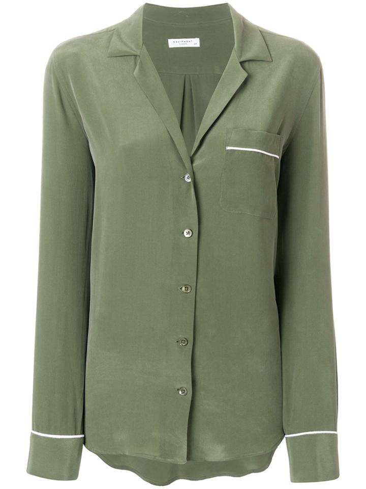 Equipment Single Pocket Button Blouse - Green