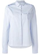 Chinti And Parker Frilled Detail Oxford Shirt, Women's, Size: Small, Blue, Cotton