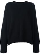 Helmut Lang Crew Neck Ribbed Sweater, Women's, Size: Small, Black, Polyester/cashmere/wool
