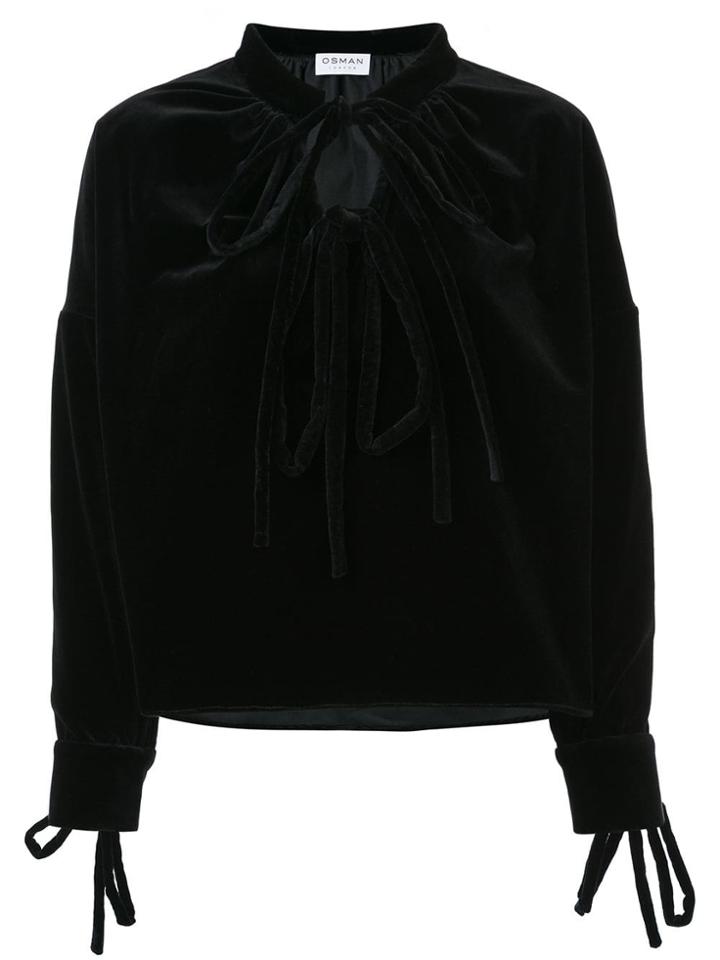 Osman Double Tie Longsleeved Blouse - Black