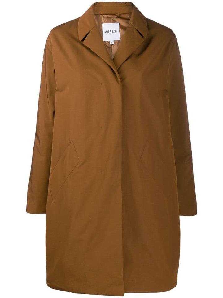 Aspesi Boxy Single-breasted Coat - Brown