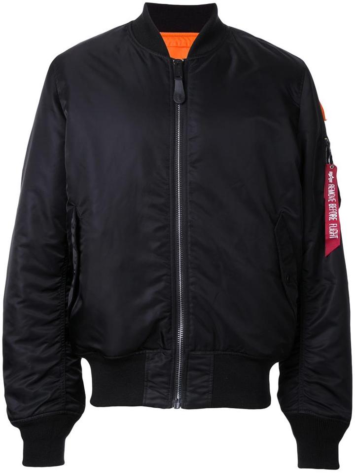 Alpha Industries Ruched-sleeve Bomber Jacket, Men's, Size: Large, Black, Nylon