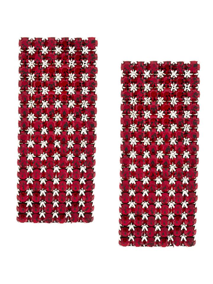 Alessandra Rich Curved Rectangular Earrings - Metallic