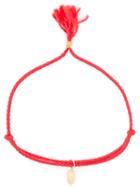 Luis Morais Hanging Hamsa Tassel Bracelet, Adult Unisex, Red, 14kt Gold