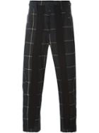 Damir Doma Checked Cropped Trousers, Men's, Size: Medium, Black, Linen/flax