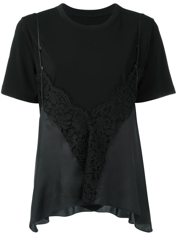Maison Margiela Lace Cami Layered T-shirt, Women's, Size: 42, Black, Silk/viscose