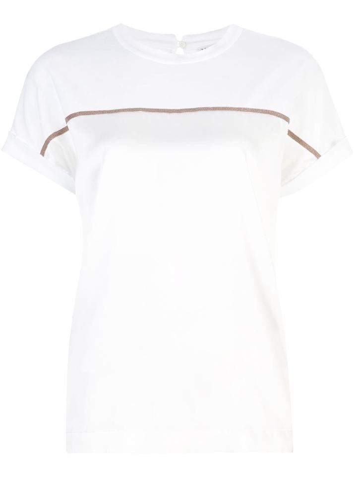 Brunello Cucinelli Glitter Stripe T-shirt - White