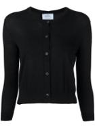 Prada Button Up Cardigan, Women's, Size: 44, Black, Virgin Wool