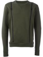 Maison Margiela Zipped Front Crew Neck Sweatshirt, Men's, Size: 46, Green, Cotton