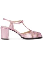 Fendi Metallic Pink Laminated 70 Sandals - Pink & Purple