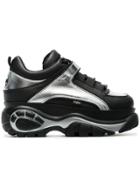 Buffalo Black And Silver Classic Leather Platform Sneakers