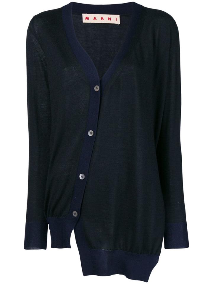 Marni Asymmetric Hem Cardigan - Black
