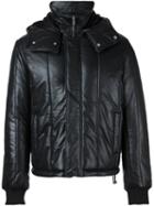 Mcq Alexander Mcqueen Padded Leather Jacket, Men's, Size: 46, Black, Lamb Skin/acetate
