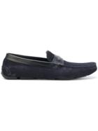 Giorgio Armani Leather Trim Loafers - Blue