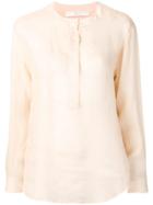 Tela Sheer Button-up Blouse - Neutrals