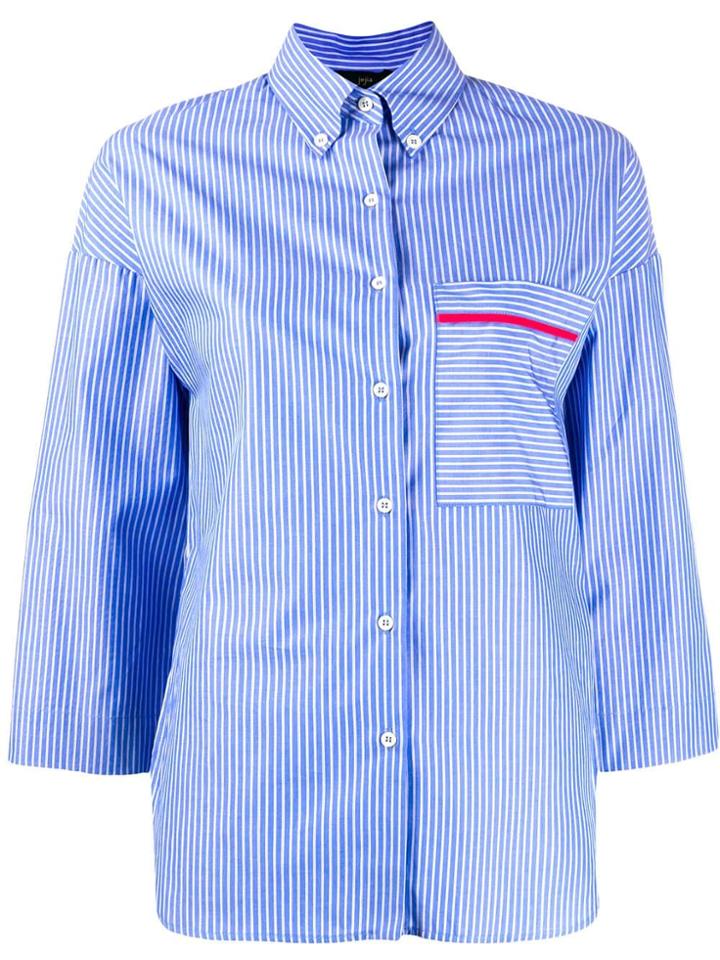 Jejia Striped Cotton Blouse - Black