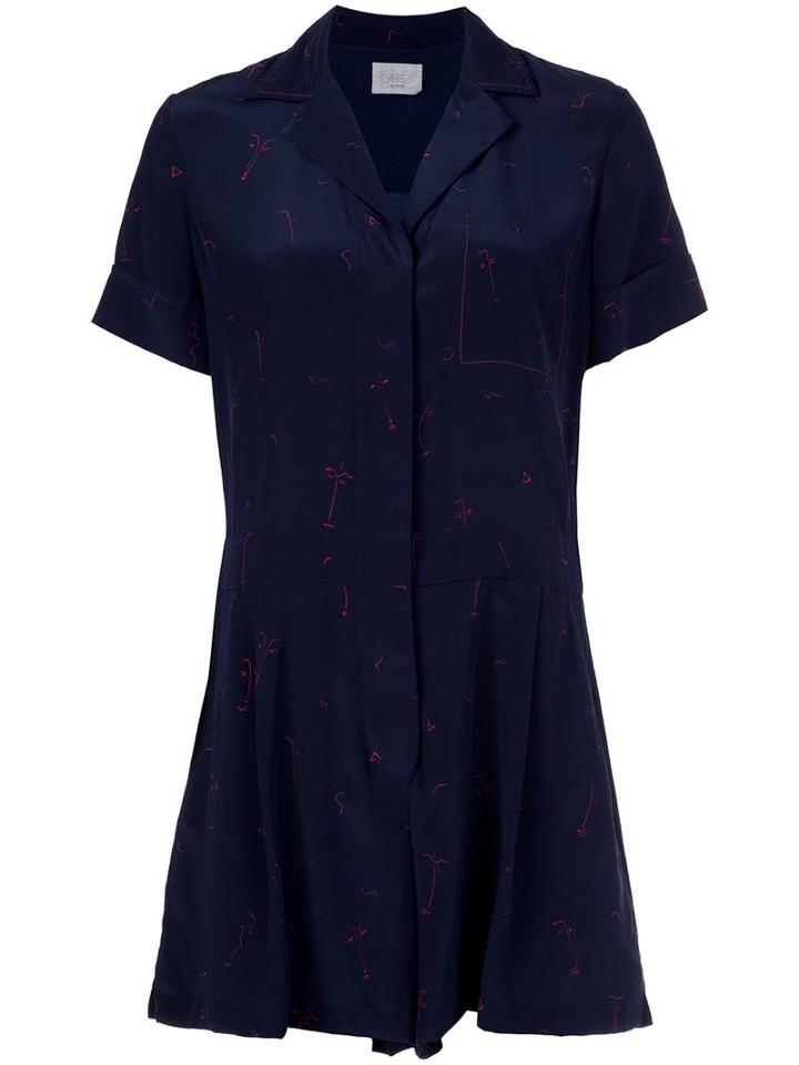 Grey Jason Wu Shirt Playsuit, Women's, Size: 6, Blue, Silk