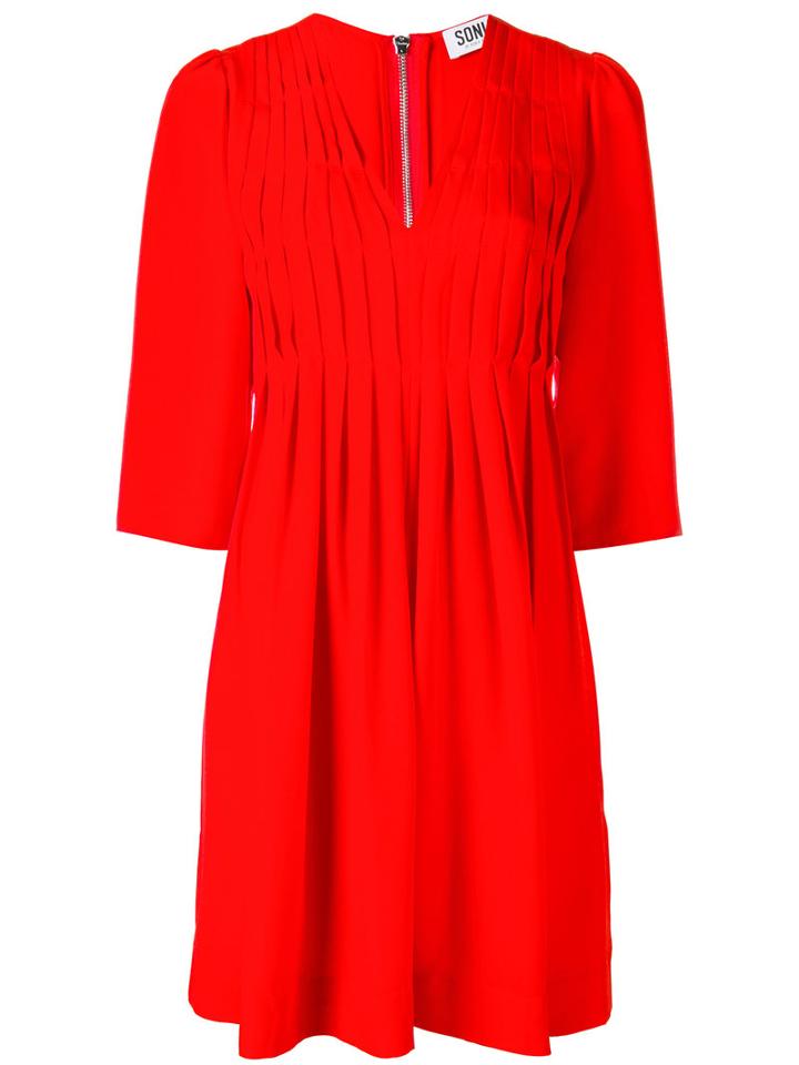 Sonia By Sonia Rykiel - Pleated Mini Dress - Women - Polyester/viscose - 40, Red, Polyester/viscose