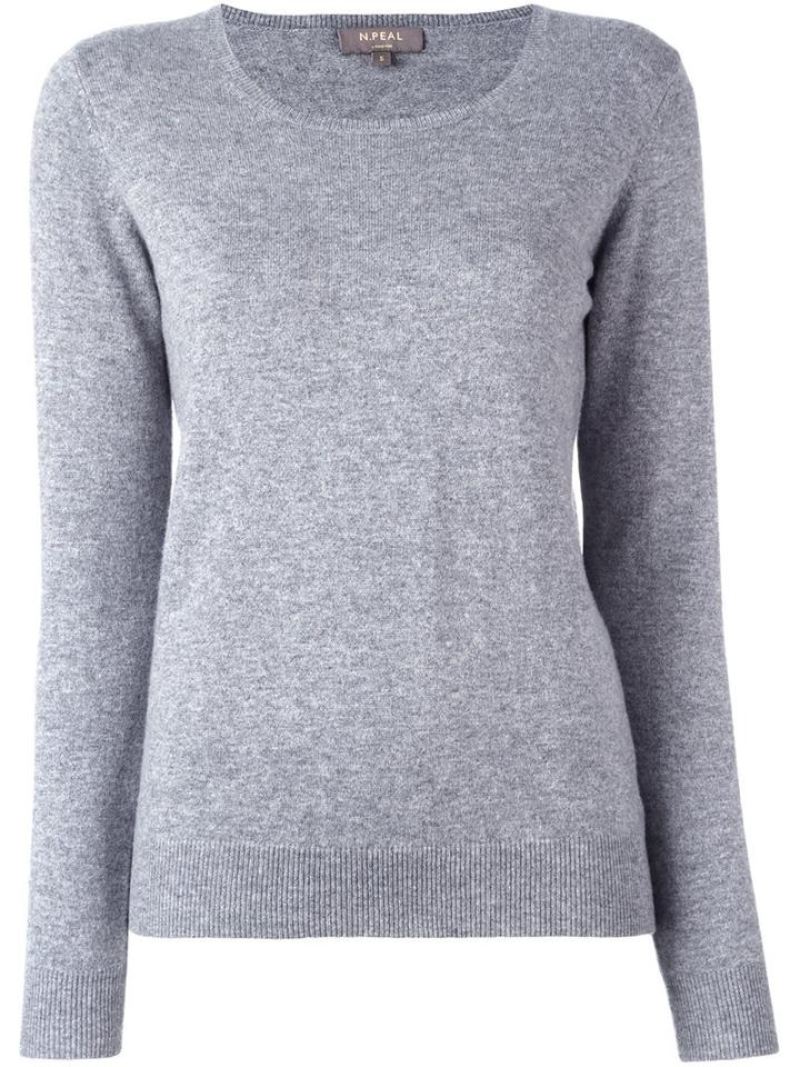 N.peal Cashmere Round Neck Pullover, Women's, Size: Medium, Grey, Cashmere