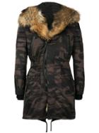 Philipp Plein Hooded Camouflage Coat - Green