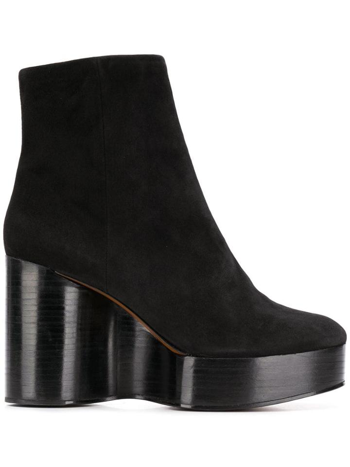 Clergerie Belen Sculptural Wedge Ankle Boots - Black