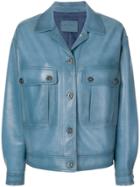 Prada Avio Prada Leather Jacket - Blue