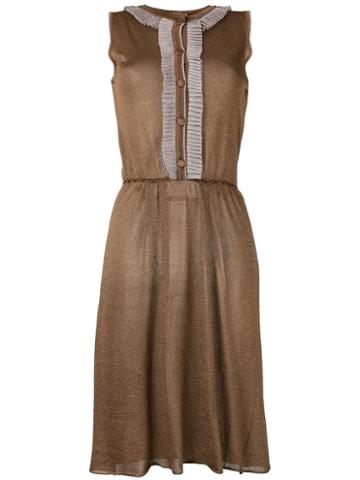 D'enia - Buttoned Knit Dress - Women - Nylon/acetate/metallized Polyester - M, Brown, Nylon/acetate/metallized Polyester