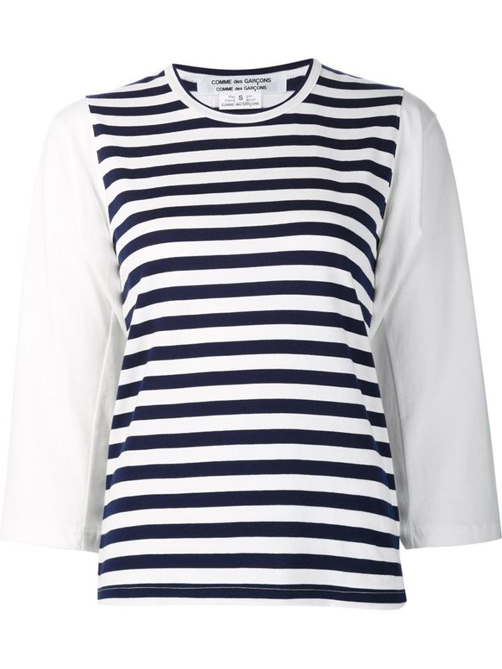 Comme Des Garçons Comme Des Garçons Loose Fit Striped Jersey, Women's, Size: Large, White, Cotton