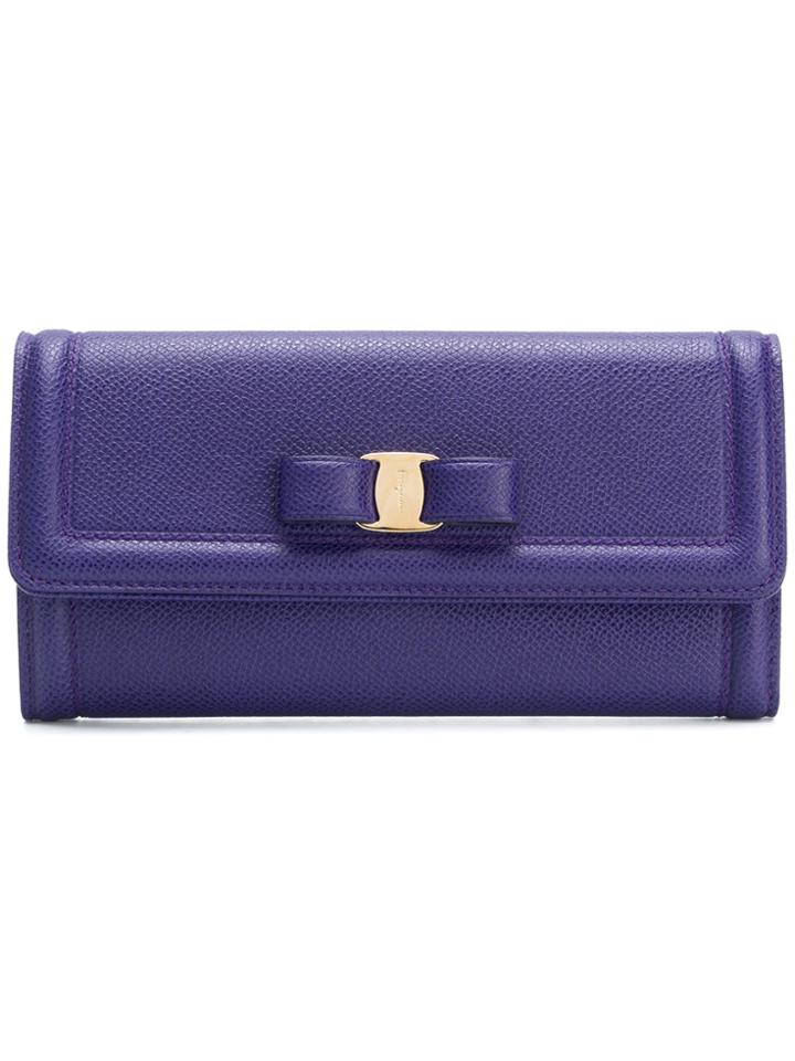 Salvatore Ferragamo Vara Flap Wallet - Pink & Purple