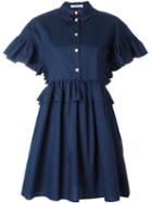 Vivetta Pleated Trim Shirt Dress, Women's, Size: 40, Blue, Cotton